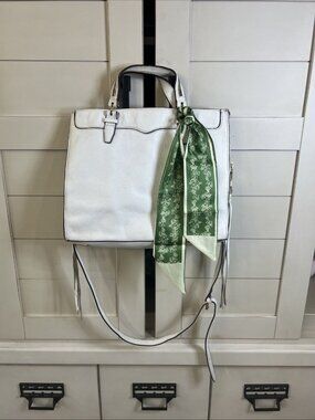 Rebecca Minkoff Blair White Crossbody Tote Handbag With Twilly